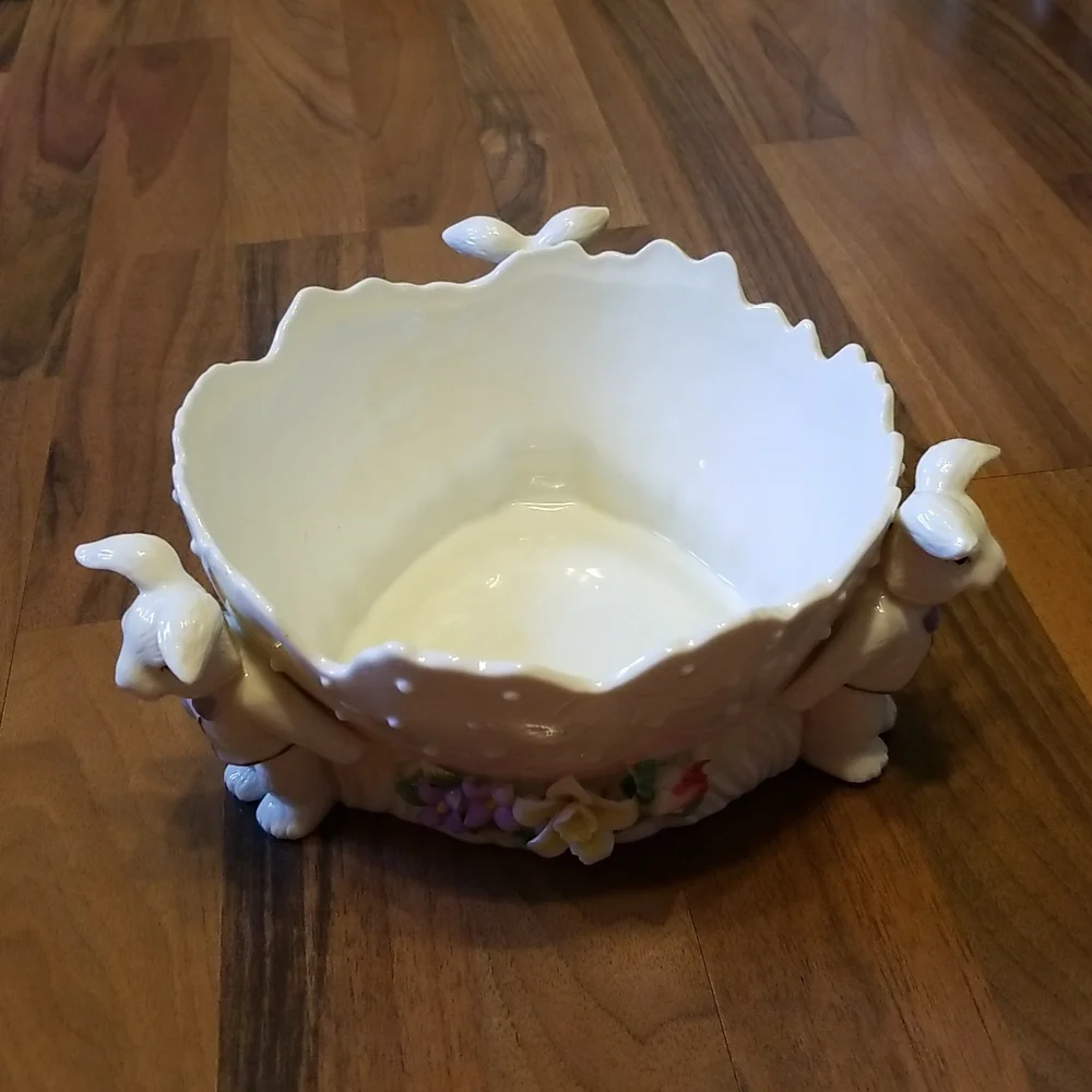 Easter Bunny 3D Floral Display Bowl Porcelain